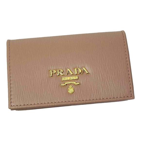 Prada Vitello Move Cipria Beige Leather Mini Cardholder Snap - Picture 1 of 7